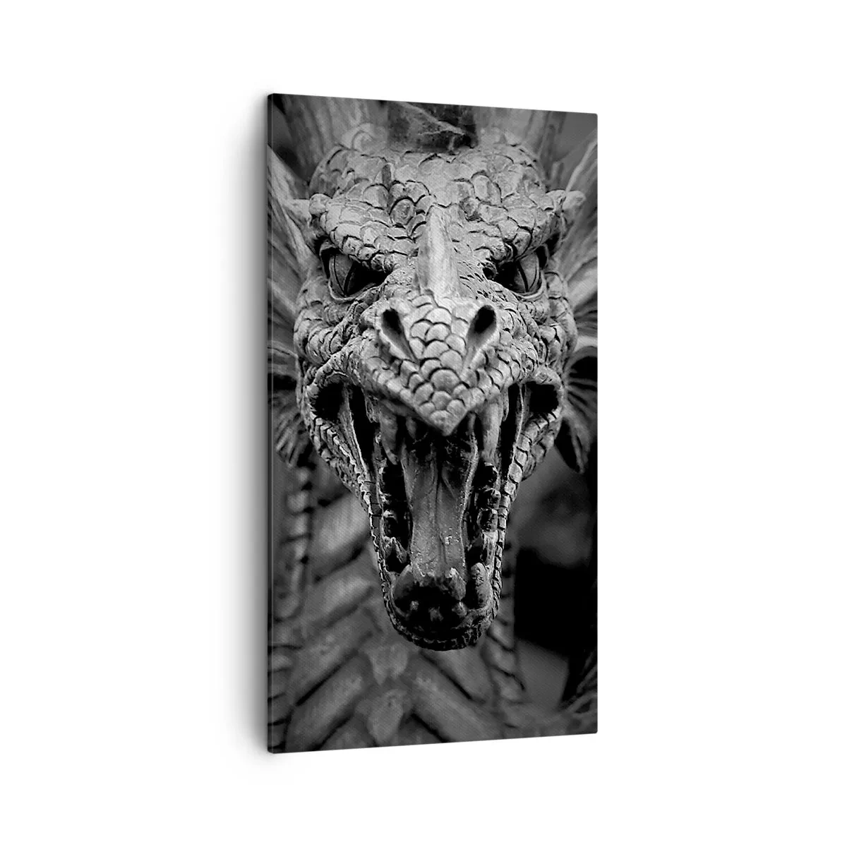 Quadro su tela - Stampe su Tela - Drago favoloso in grigio - 45x80 cm
