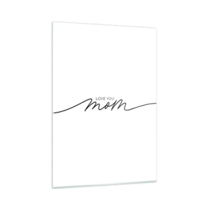 Quadro su vetro - Scritta minimalista "Ti amo mamma" in nero su sfondo bianco - 50x70cm - Grande commozione - Decorazione murale moderna per soggiorno e camera da letto ARTTOR