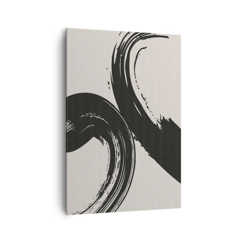 Quadro su tela - Stampe su Tela - Pennellate dinamiche in nero su sfondo chiaro - 70x100cm - Energico e circolare - Decorazione murale moderna per soggiorno e camera da letto ARTTOR