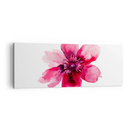 Quadro su tela - Stampe su Tela - Fiore rosa in stile acquerello su sfondo bianco - 140x50cm - Bacio profumato al carminio - Decorazione murale moderna per soggiorno e camera da letto ARTTOR