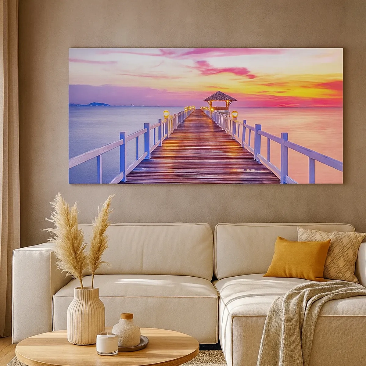 Quadro su tela - Stampe su Tela - Silenzio della sera in lilla e oro - 30x30 cm