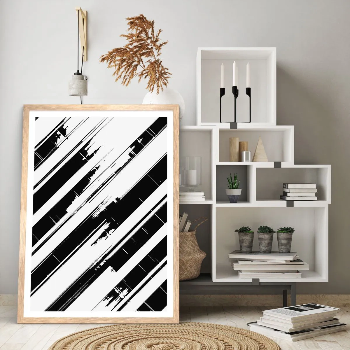 Poster in cornice rovere chiaro - Composizione intensa e dinamica - 30x40 cm