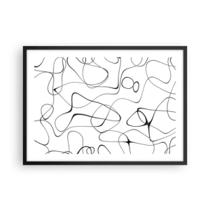 Poster in cornice nera - Linee nere astratte su sfondo bianco in stile minimalista - 70x50cm - Strade della vita, eventi del destino - Decorazione murale moderna per soggiorno e camera da letto ARTTOR