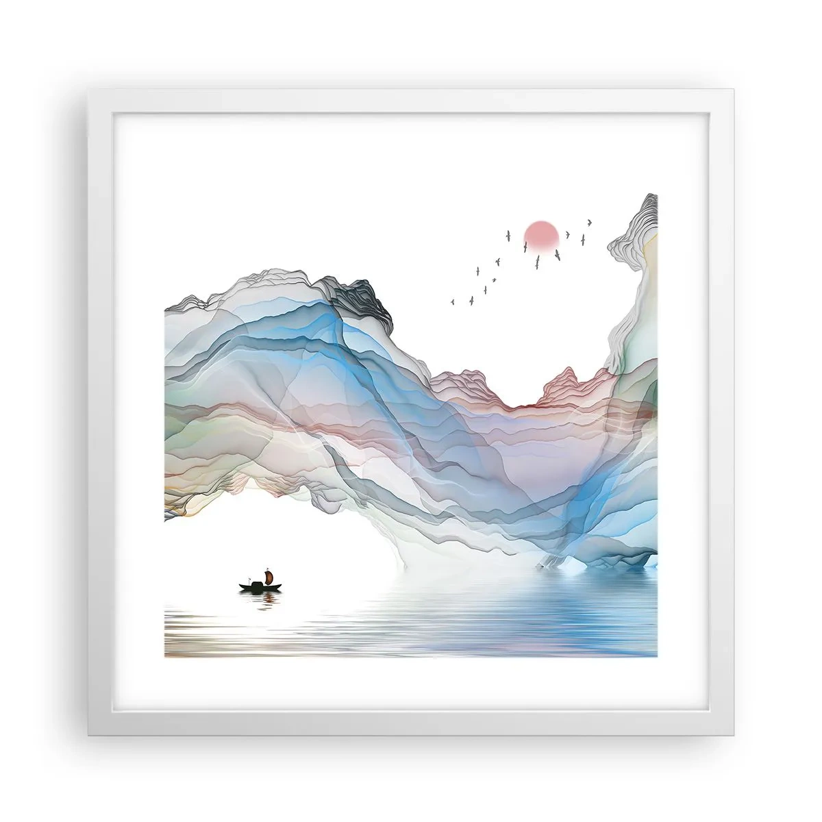 Poster in cornice bianca - Verso i monti di cristallo - 40x40 cm