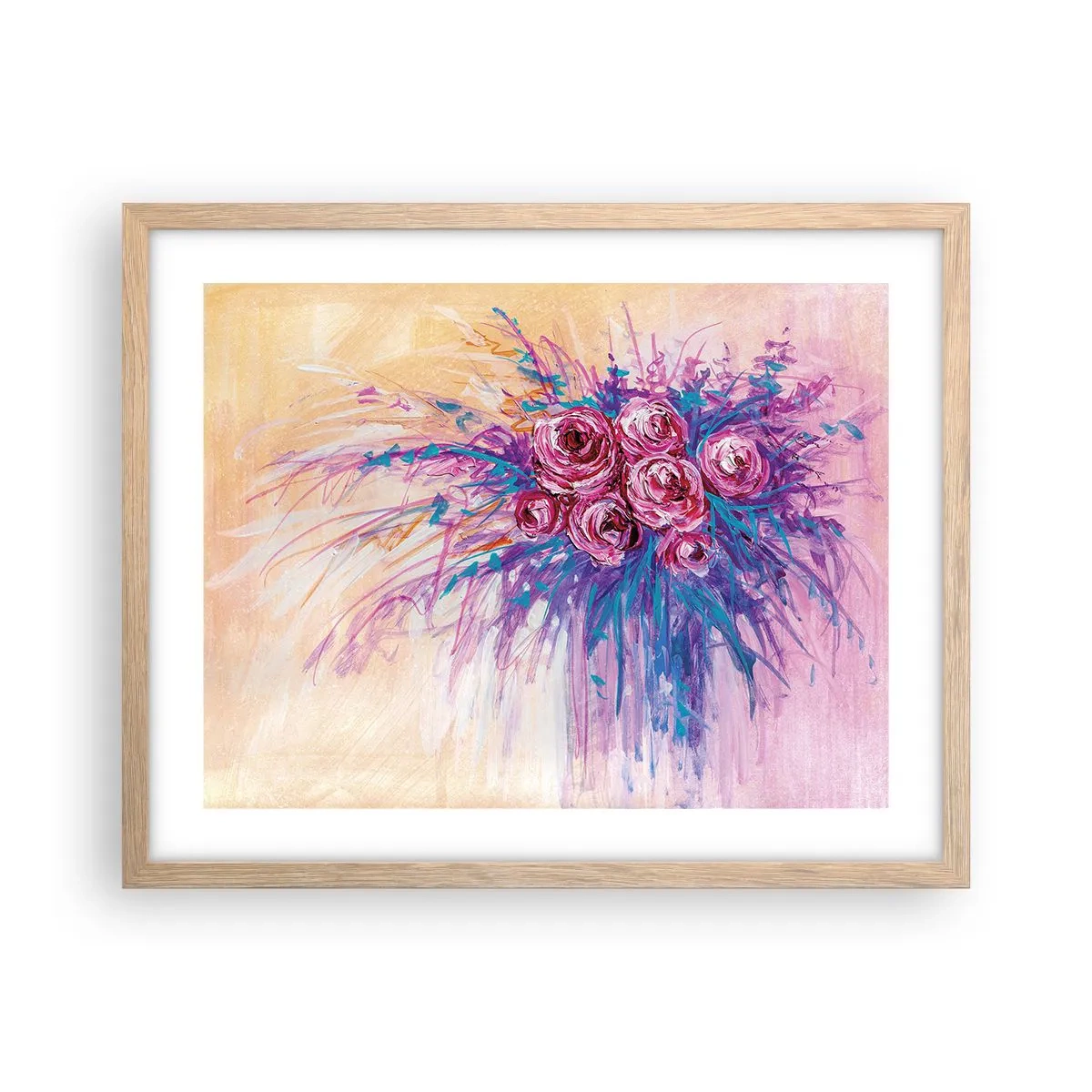 Poster in cornice rovere chiaro - Fontana rosa - 50x40 cm