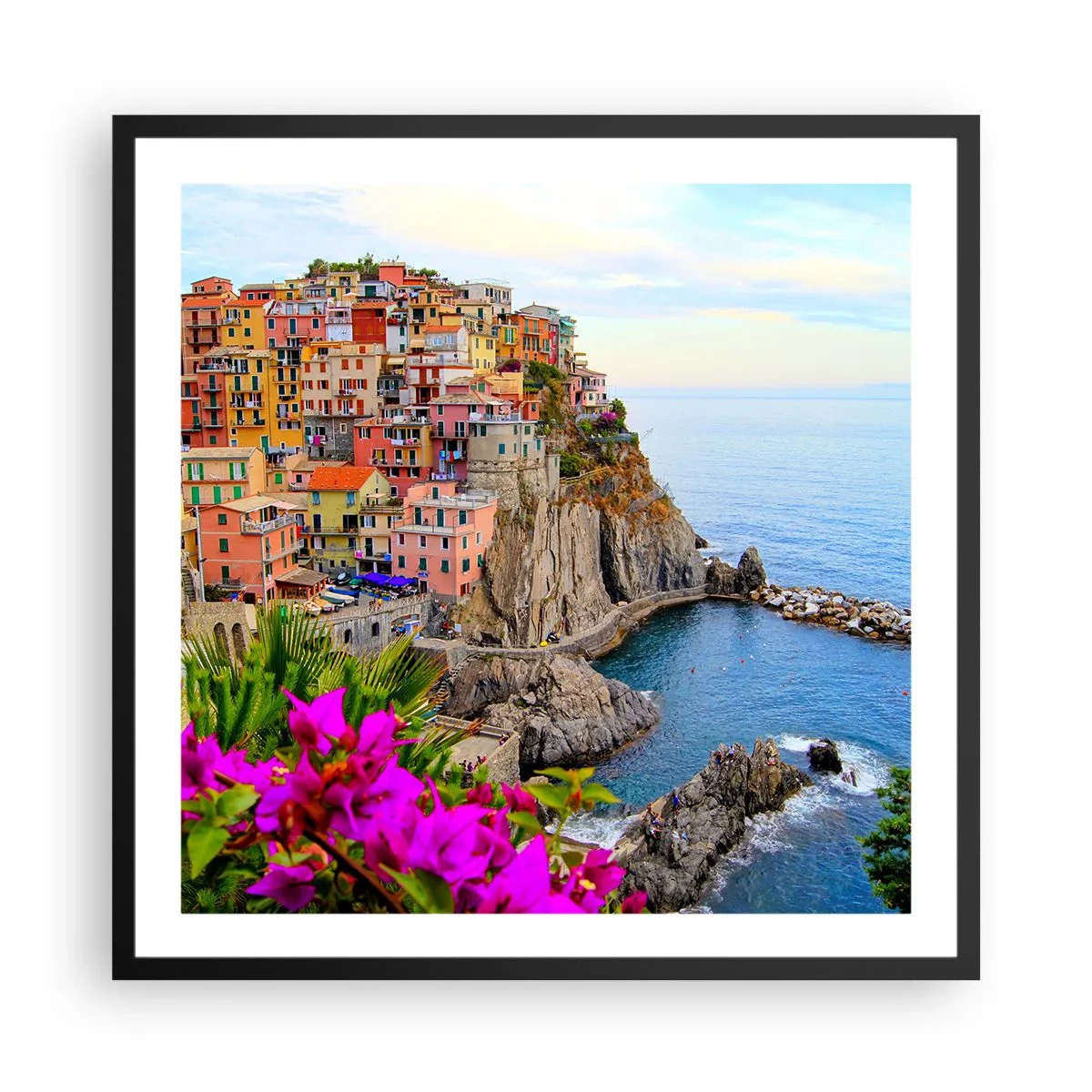 Poster in cornice nera - La città che ride - 60x60 cm