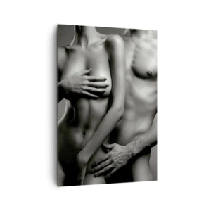Quadro su tela - Stampe su Tela - Rappresentazione in bianco e nero di corpi femminili e maschili in una posa artistica - 70x100cm - Adamo ed Eva - Decorazione murale moderna per soggiorno e camera da letto ARTTOR