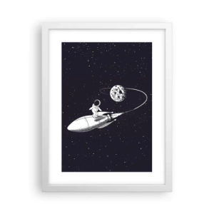 Poster in cornice bianca - Surfista spaziale - 30x40 cm