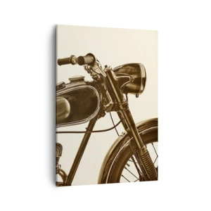 Quadro su tela - Stampe su Tela - Una motocicletta retrò d'epoca su uno sfondo chiaro - 50x70cm - Nostalgia per la classicità - Decorazione murale moderna per soggiorno e camera da letto ARTTOR