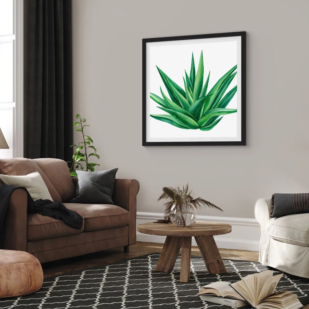 Poster in cornice nera - Verde - forza - vita - 30x30 cm