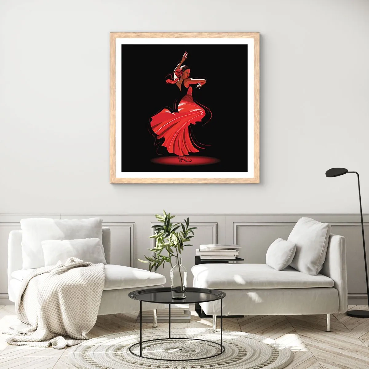 Poster in cornice rovere chiaro - Lo spirito focoso del flamenco - 40x40 cm