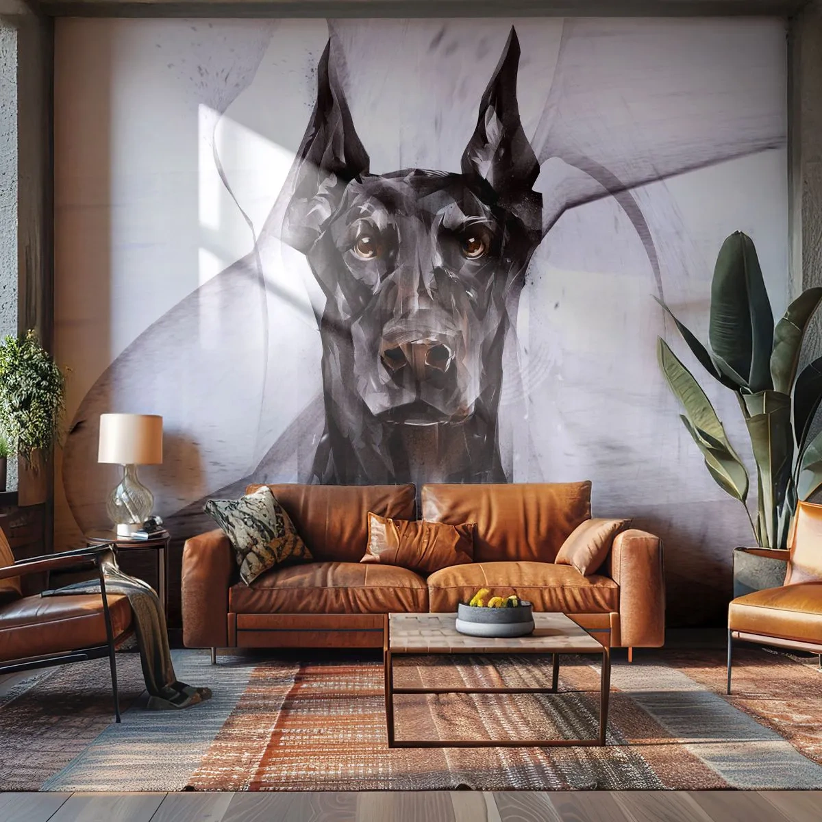 Fotomurali Premium Canvas - Nobili natali - Astrazione, Doberman, Cane - 300x210 cm