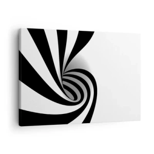 Quadro su tela - Stampe su Tela - Vortice ottico astratto in bianco e nero - 70x50cm - Eppur si muove - Decorazione murale moderna per soggiorno e camera da letto ARTTOR