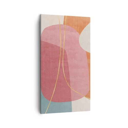 Quadro su tela - Stampe su Tela - Composizione pastello con filo dorato - 45x80 cm