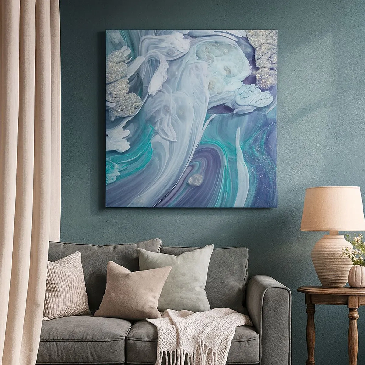 Quadro su tela - Stampe su Tela - Correnti di blu - 30x30 cm