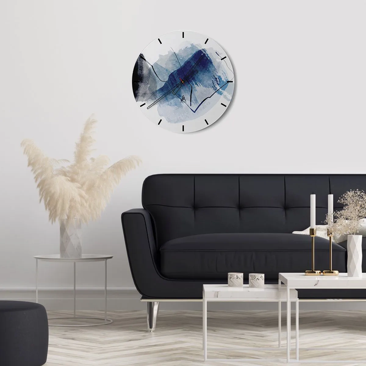 Orologio da parete - Orologio in Vetro - Una forma astratta blu che ricorda un iceberg - 30x30cm - Monte di ghiaccio - Decorazione murale moderna per soggiorno, cucina e camera da letto ARTTOR