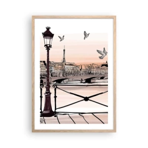 Poster in cornice rovere chiaro - Sui tetti di Parigi - 50x70 cm