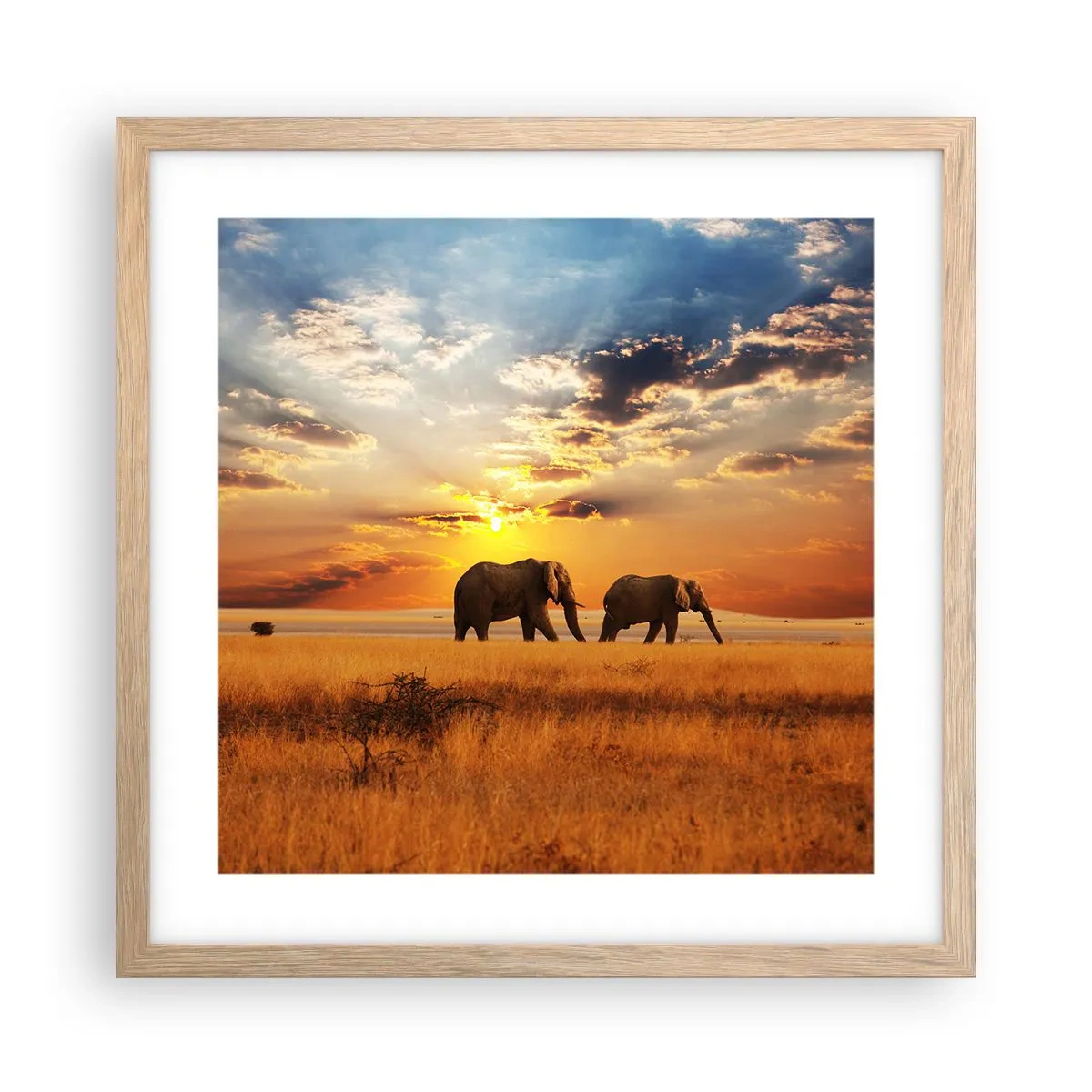 Poster in cornice rovere chiaro - Passeggiata familiare - 40x40 cm