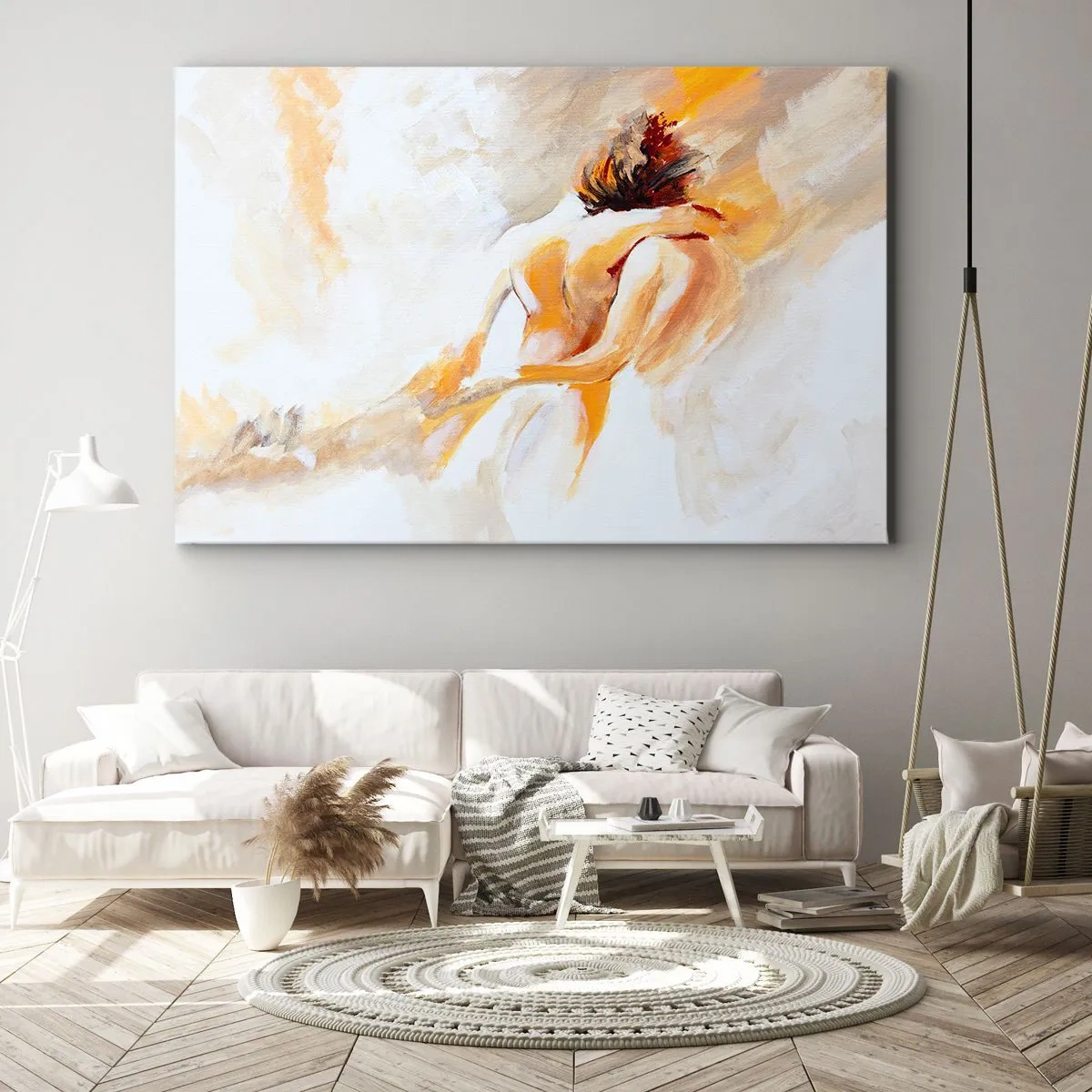 Quadro su tela - Stampe su Tela - Scena astratta di un abbraccio romantico - 70x50cm - Nel cielo dell'intimità - Decorazione murale moderna per soggiorno e camera da letto ARTTOR