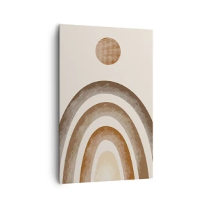 Quadro su tela - Stampe su Tela - Motivo planetario geometrico nei toni del marrone - 80x120cm - In una galassia lontana - Decorazione murale moderna per soggiorno e camera da letto ARTTOR