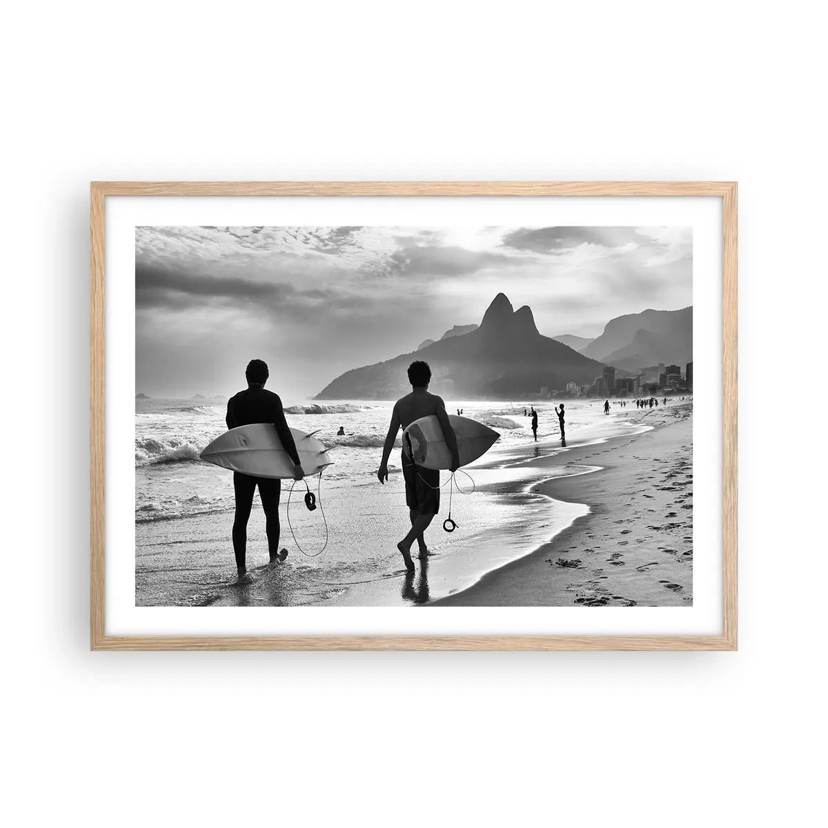 Poster in cornice rovere chiaro - Samba su un'unica onda - 70x50 cm