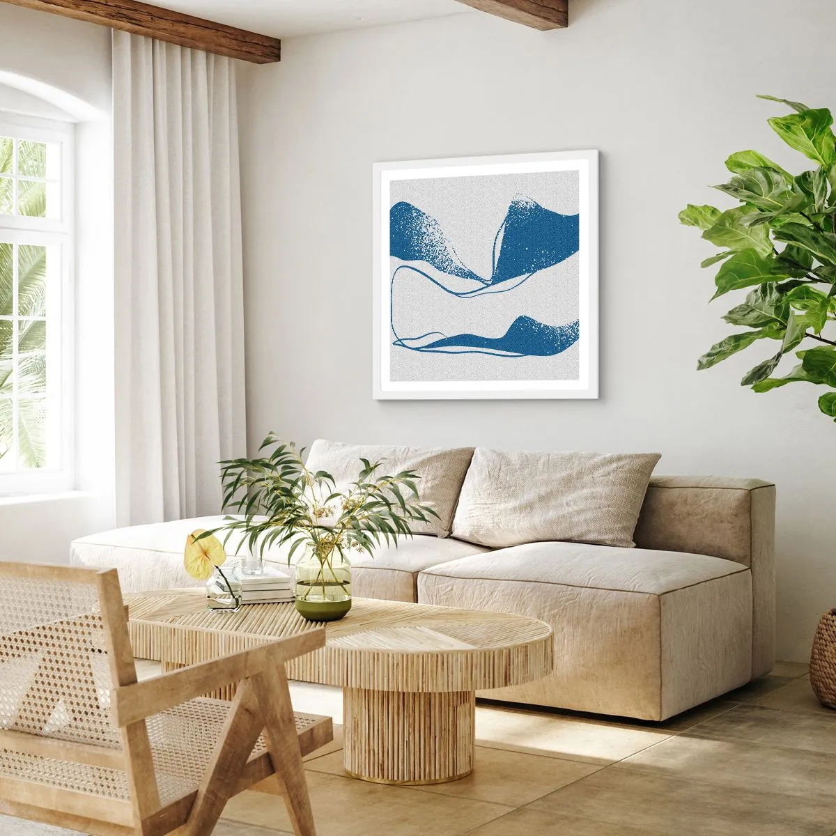 Poster in cornice bianca - Astrazione alata - 40x40 cm