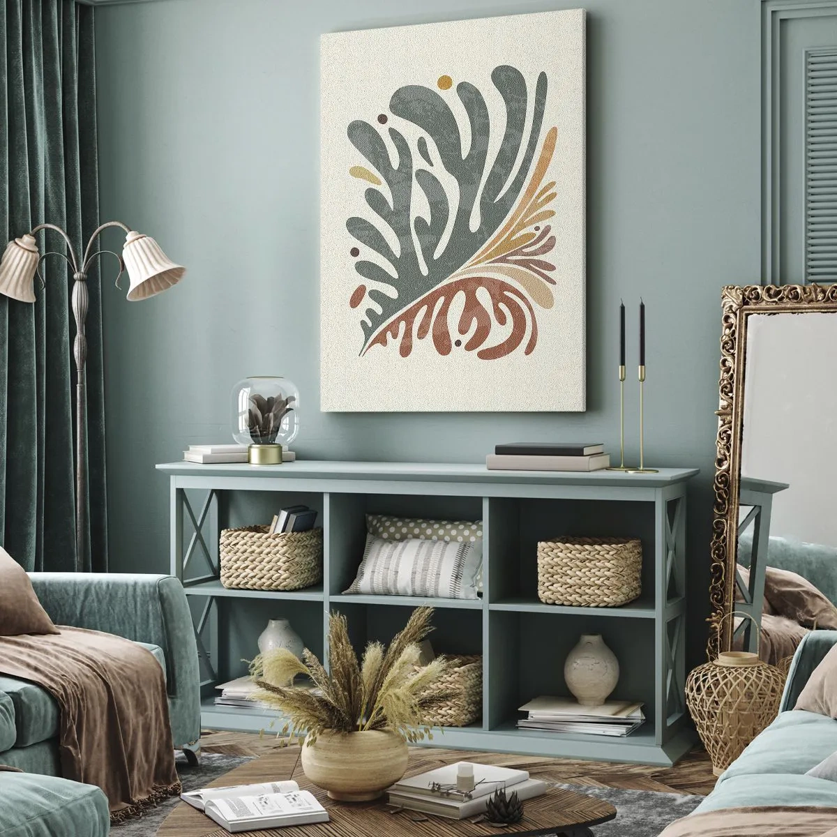 Quadro su tela - Stampe su Tela - Foglia astratta colorata su uno sfondo chiaro - 70x100cm - Foglia multicolore - Decorazione murale moderna per soggiorno e camera da letto ARTTOR