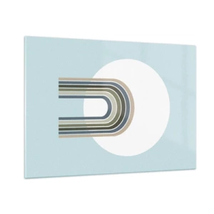 Quadro su vetro - Una composizione astratta con archi in delicate tonalità di blu e verde. - 100x70cm - Attrazione irresistibile - Decorazione murale moderna per soggiorno e camera da letto ARTTOR