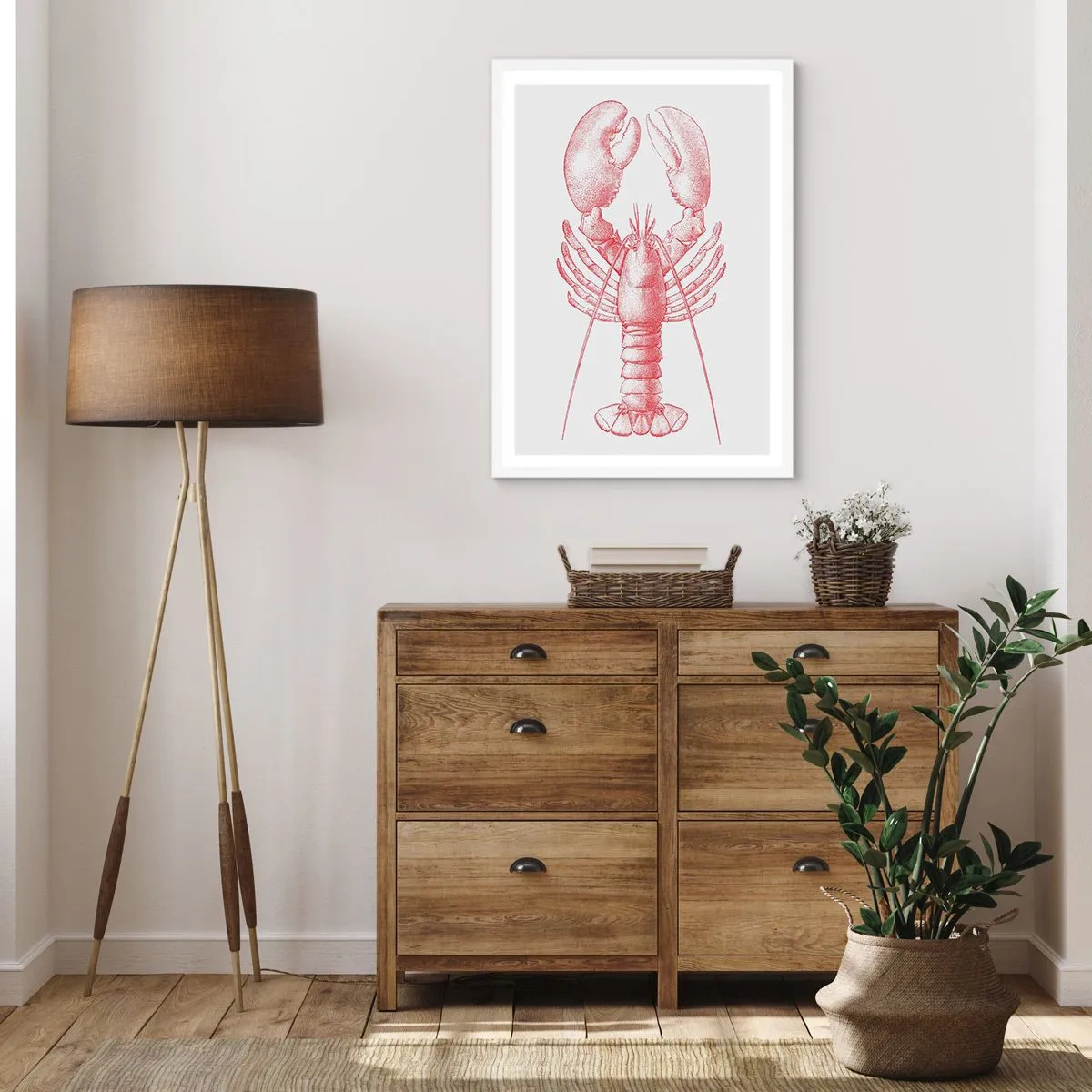 Poster in cornice bianca - Aragosta d'agosto - 70x100 cm