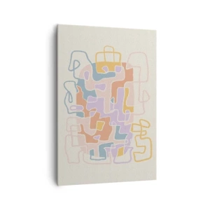 Quadro su tela - Stampe su Tela - Linee astratte pastello che creano motivi geometrici - 70x100cm - Labirinto: avventura gioiosa - Decorazione murale moderna per soggiorno e camera da letto ARTTOR