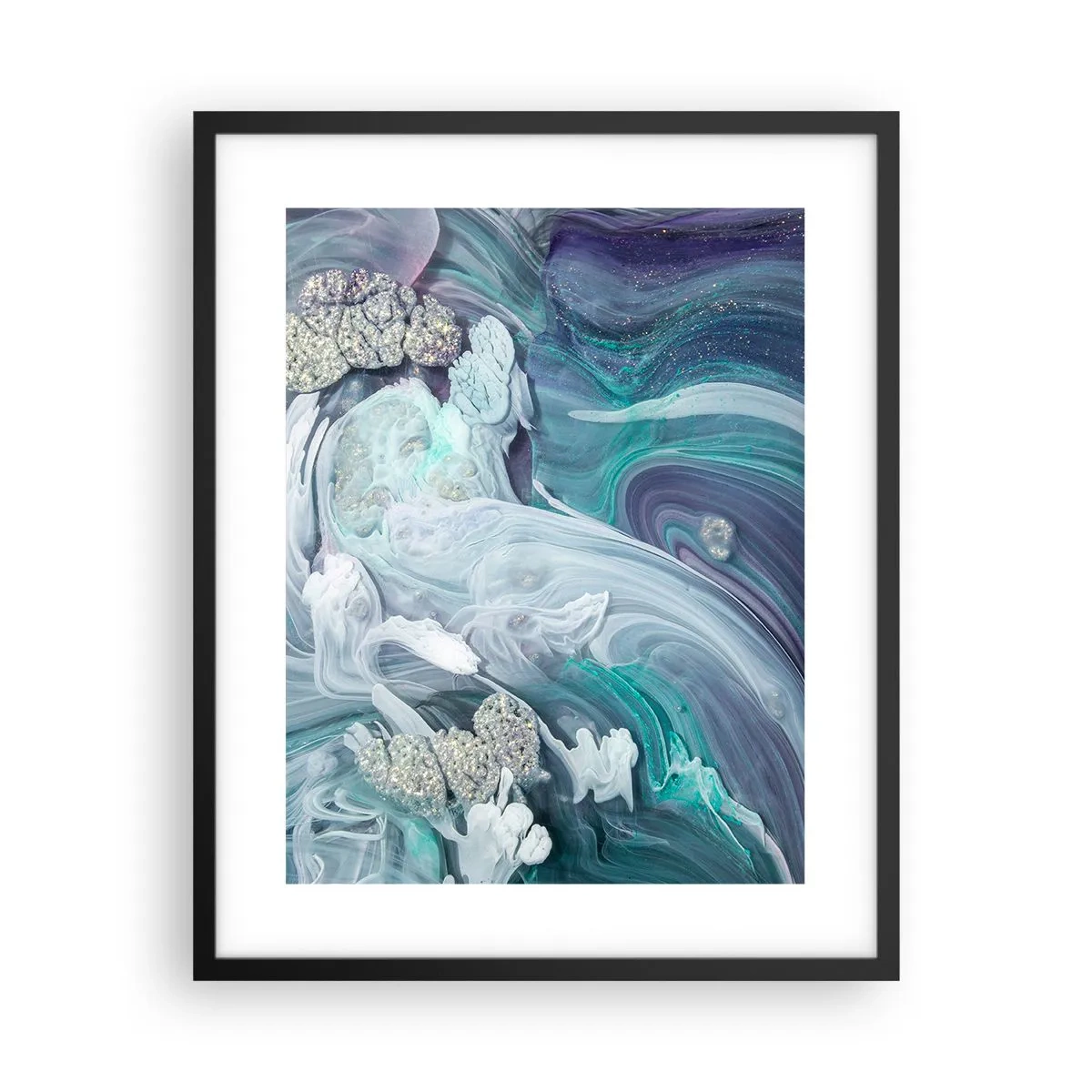 Poster in cornice nera - Correnti di blu - 40x50 cm