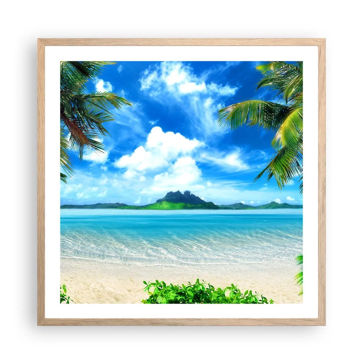 Poster in cornice rovere chiaro - L'azzurro dei tropici - 60x60 cm