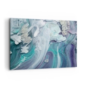 Quadro su tela - Stampe su Tela - Vortici astratti nei toni del blu e del bianco - 120x80cm - Correnti di blu - Decorazione murale moderna per soggiorno e camera da letto ARTTOR