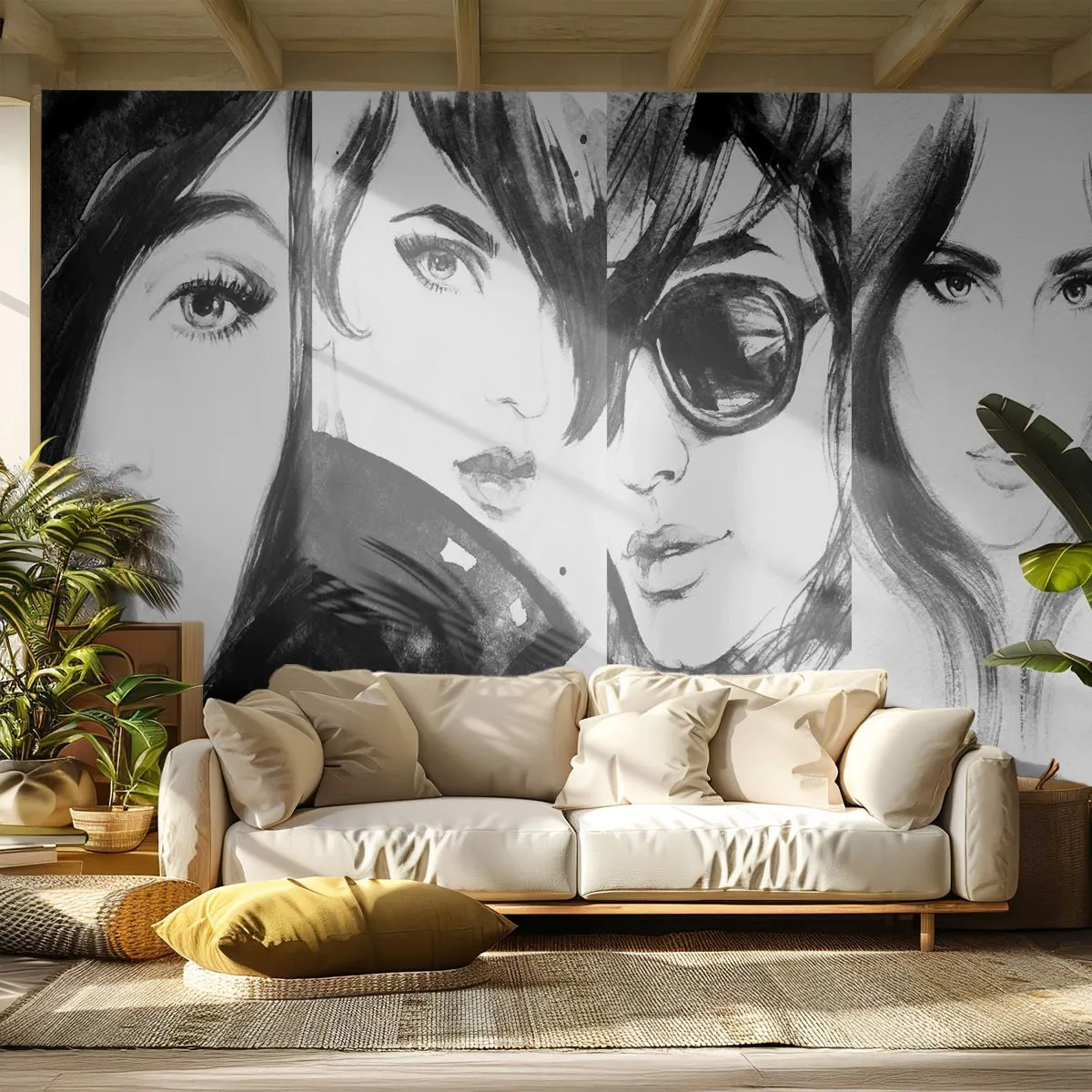 Fotomurali Premium Sand - Bellezza moltiplicata - Donna, Occhi di donna, Ritratto di una donna - 200x140 cm