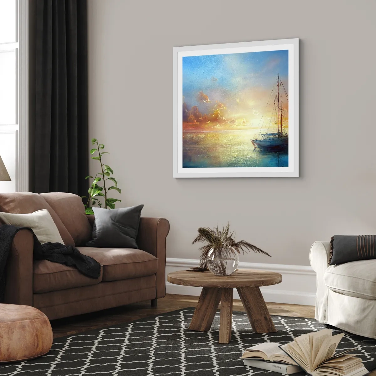 Poster in cornice bianca - Nella baia dorata - 60x60 cm