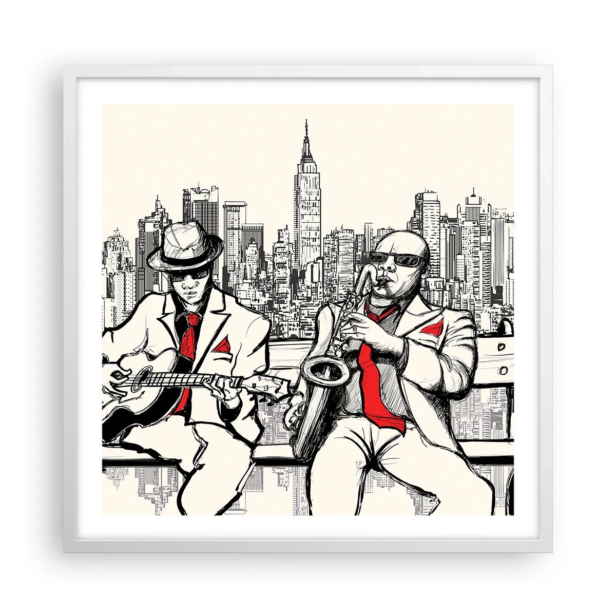 Poster in cornice bianca - Improvvisare a New York - 60x60 cm