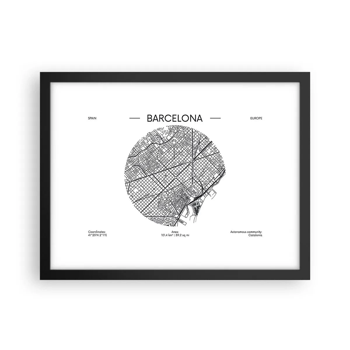 Poster in cornice nera - Anatomia di Barcellona - 40x30 cm