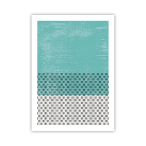 Poster - Motivo geometrico con elementi turchesi e bianchi in stile minimalista - 50x70cm - Composizione equilibrata - Decorazione murale moderna per soggiorno e camera da letto ARTTOR