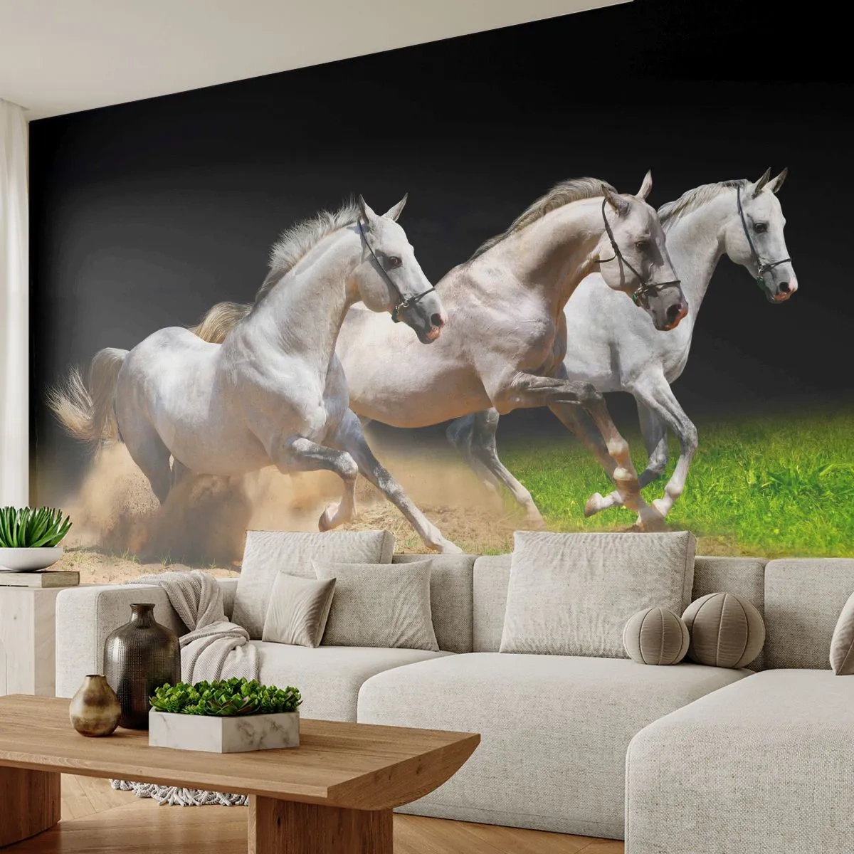 Fotomurali Premium Canvas - Tre Grazie - Cavalli, Animali, Galoppo - 250x175 cm