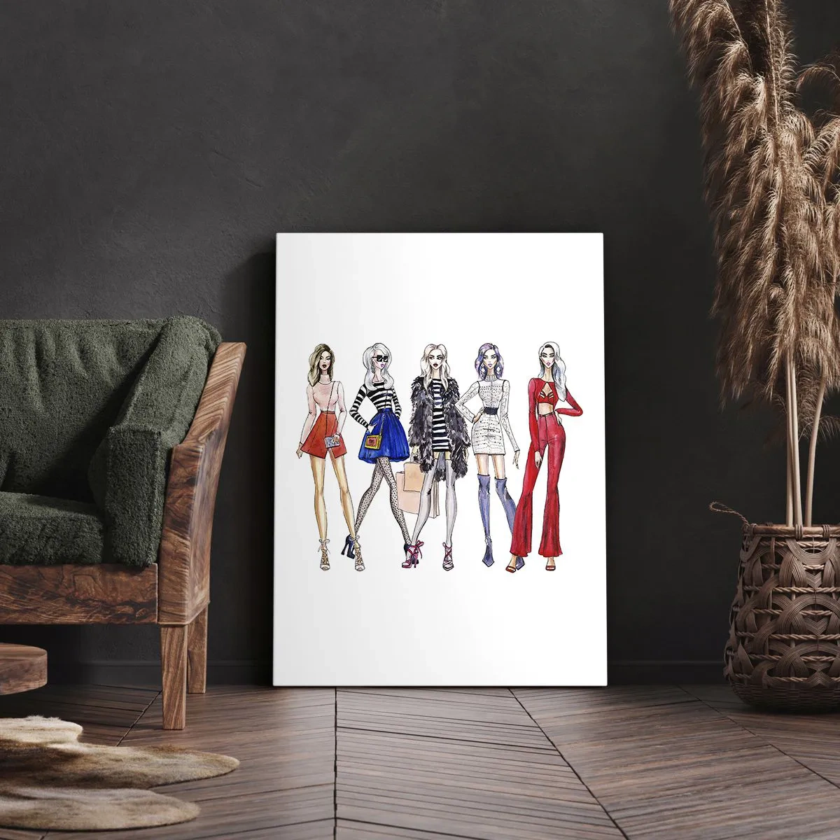 Quadro su tela - Stampe su Tela - Illustrazioni eleganti di silhouette di moda - 80x120cm - Every week Fashion Week - Decorazione murale moderna per soggiorno e camera da letto ARTTOR