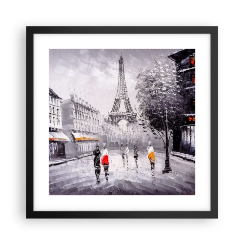 Poster in cornice nera - Passeggiata a Parigi - 40x40 cm