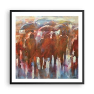 Poster in cornice nera - Uguali nella pioggia e nella nebbia - 60x60 cm