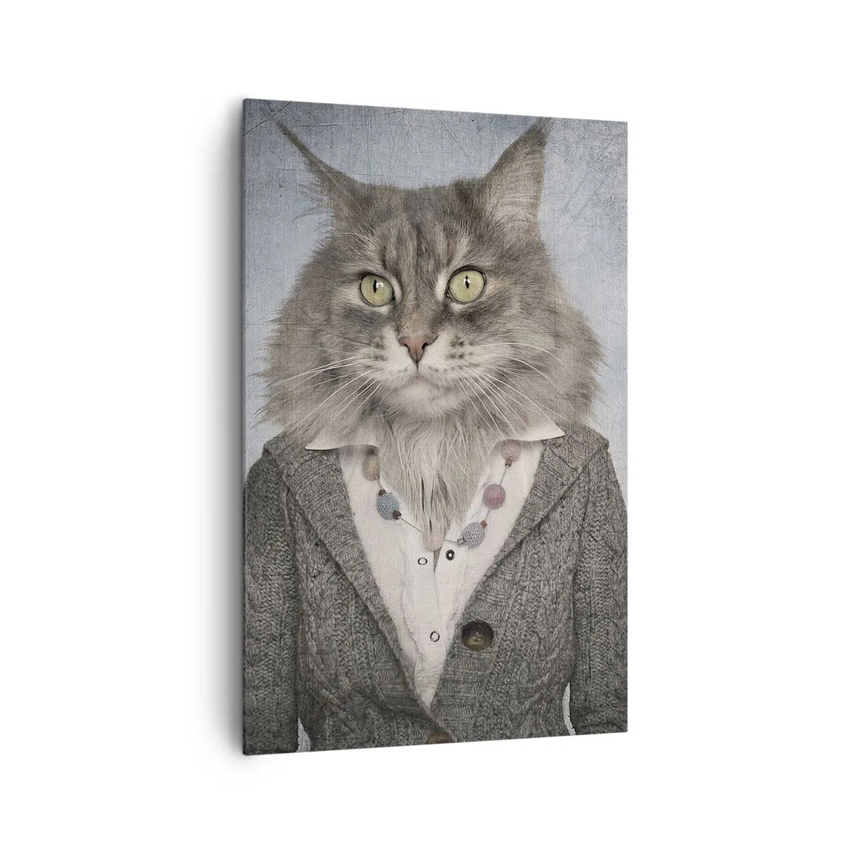 Quadro su tela - Stampe su Tela - Un trittico con figure di animali in abiti eleganti su uno sfondo stilizzato - 80x120cm - Le pellicce sono nuovamente di moda - Decorazione murale moderna per soggiorno e camera da letto ARTTOR