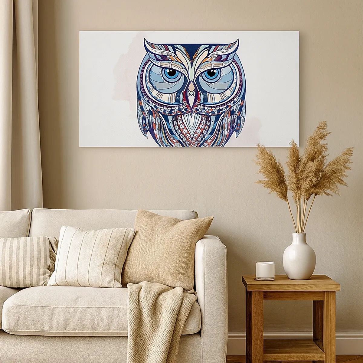Quadro su tela - Stampe su Tela - Gufo artistico decorativo - 30x30 cm