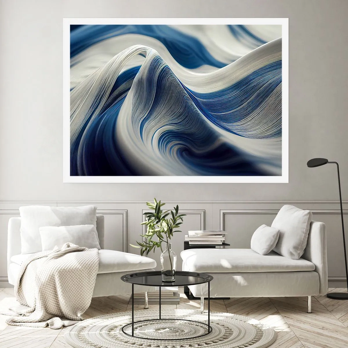 Poster - Fluidità di blu e di bianco - 40x30 cm