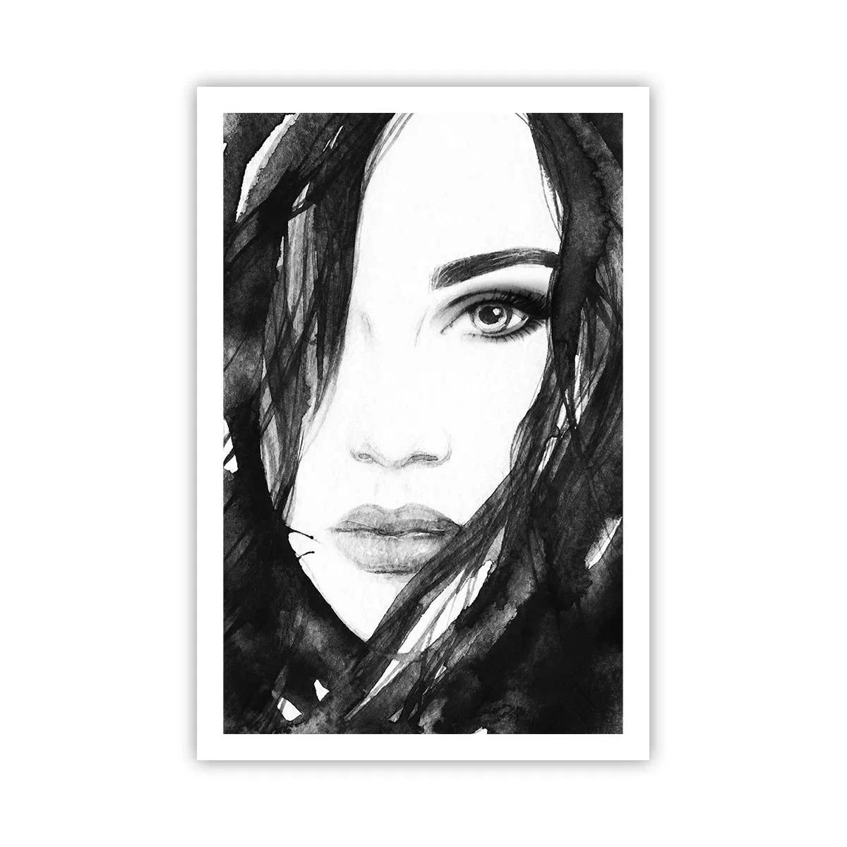 Poster - Ritratto di donna in bianco e nero - 61x91 cm