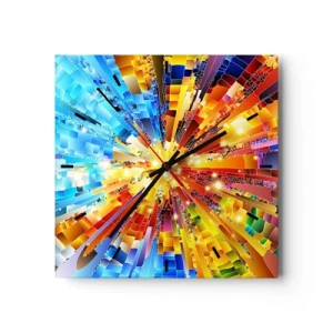 Orologio da parete - Orologio in Vetro - Un'esplosione dinamica di colori e luci - 30x30cm - In medias res - Decorazione murale moderna per soggiorno e camera da letto ARTTOR