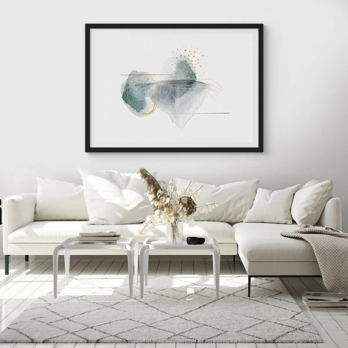 Poster in cornice nera - Sui legami del grigio e dell'oro - 91x61 cm