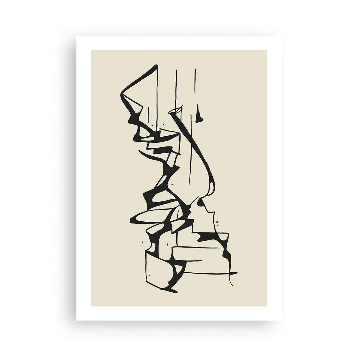 Poster - Composizione astratta in bianco e nero di linee e forme - 50x70cm - Forse è un paesaggio - Decorazione murale moderna per soggiorno e camera da letto ARTTOR