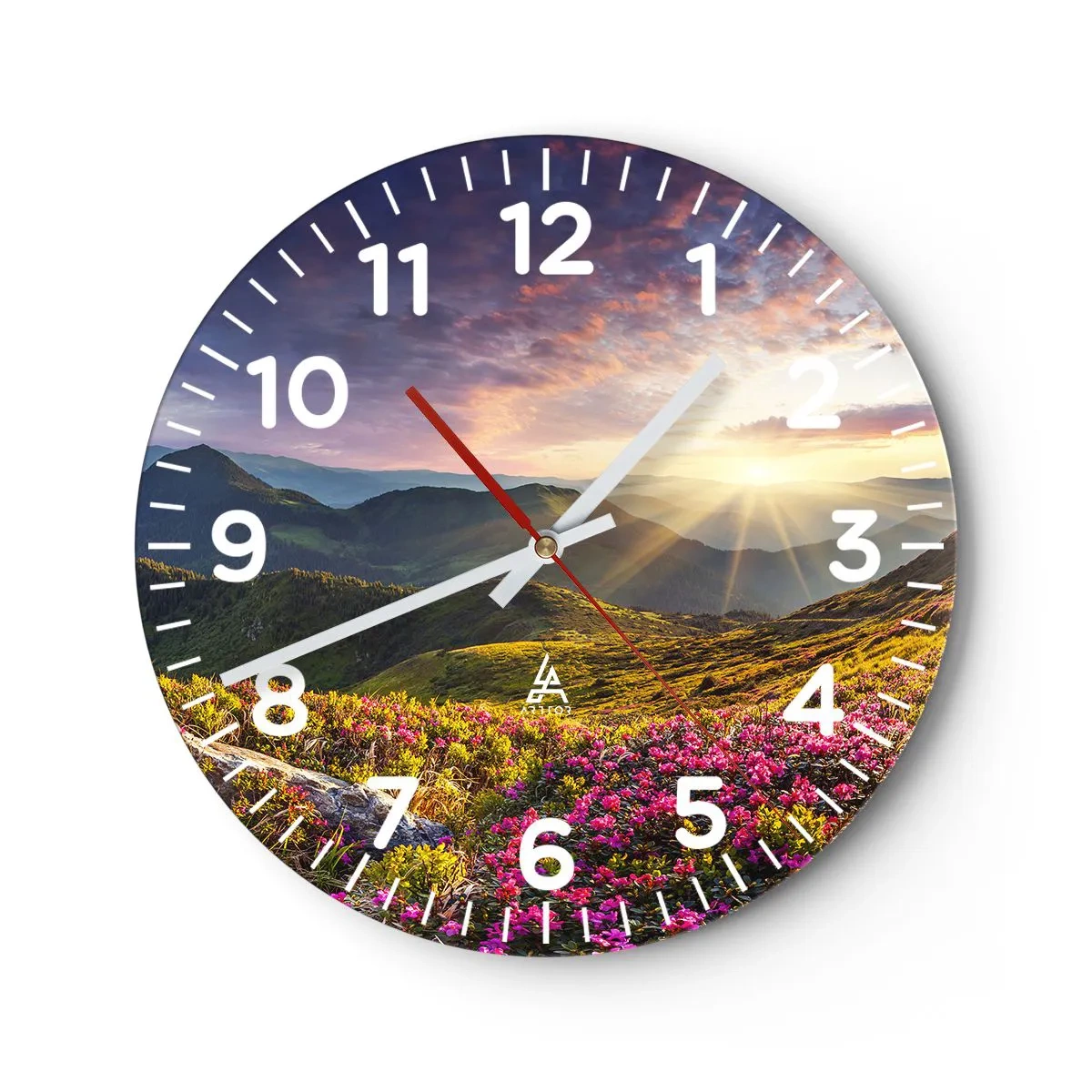 Orologio da parete - Orologio in Vetro - La freschezza di un mattino sui monti - 40x40 cm
